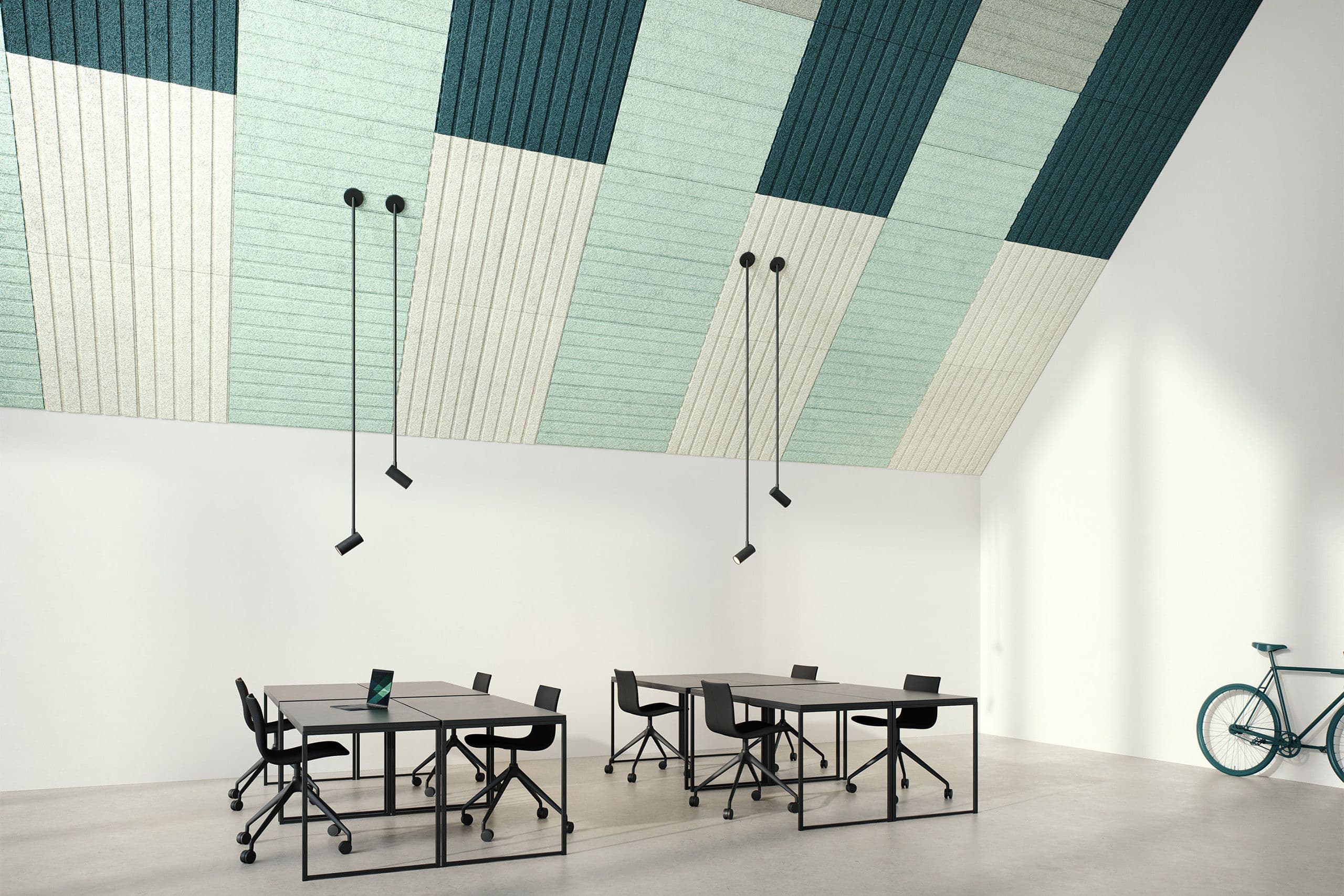 Green Toned Wood Wool Ceiling Panels